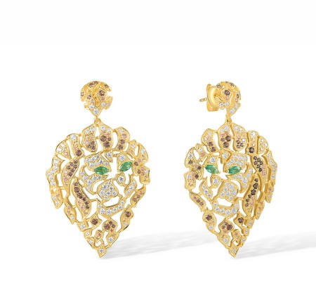 Sterling Silver w/ Yellow Plating Earrings Champagne Cubic Zirconia,Green Spinel,Nano Brown Spinel,White Cubic Zirconia,Yellow Nano Cubic Zirconia (Ci (E317401MULSY925)