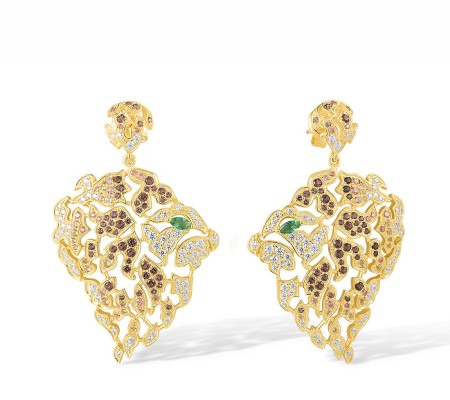 Sterling Silver w/ Yellow Plating Earrings Champagne Cubic Zirconia,Green Spinel,Nano Brown Spinel,White Cubic Zirconia,Yellow Nano Cubic Zirconia (Ci (E317402MULSY925)