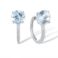 14KW Earrings Blue Topaz (Sky Blue),Diamond (E317413BKT14KW)