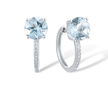 14KW Earrings Blue Topaz (Sky Blue),Diamond (E317413BKT14KW)
