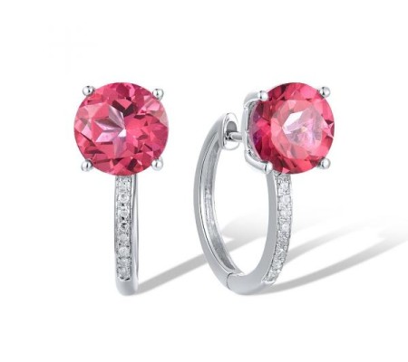 10KW Earrings Diamond,Pink Topaz (E317413PNT10KW)
