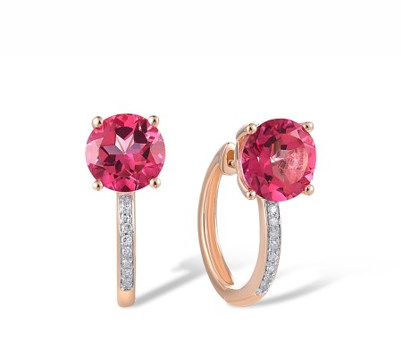 14KRW Earrings Diamond,Pink Topaz (E317413PNT14KRW)