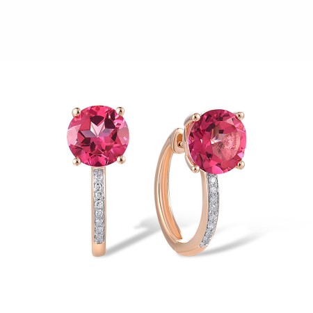 14KRW Earrings Diamond,Pink Topaz (E317413PNT14KRW)