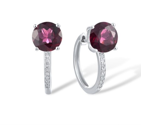 14KW Earrings Diamond,Rhodolite Garnet (E317413RHG14KW)