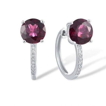 14KW Earrings Diamond,Rhodolite Garnet (E317413RHG14KW)