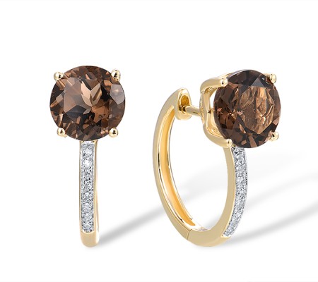 10KYW Earrings Diamond,Smoky Quartz (E317413SKQ10KYW)