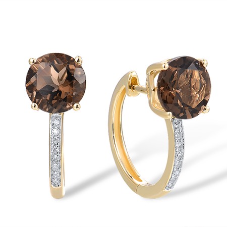 10KYW Earrings Diamond,Smoky Quartz (E317413SKQ10KYW)