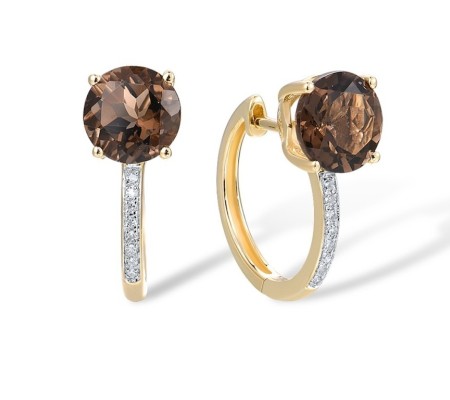 14KYW Earrings Diamond,Smoky Quartz (E317413SKQ14KYW)
