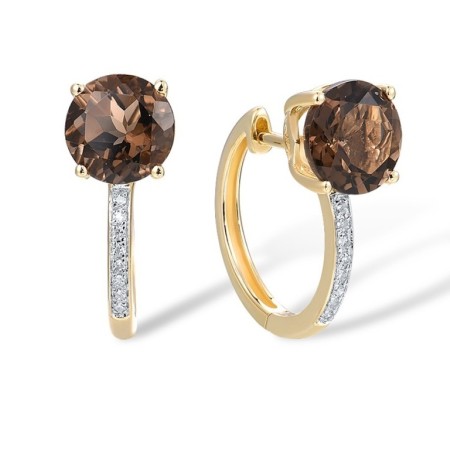 14KYW Earrings Diamond,Smoky Quartz (E317413SKQ14KYW)
