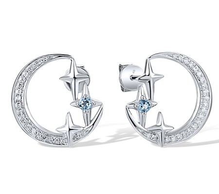 14KW Earrings Blue Topaz (Swiss Blue),Diamond (E317464BLT14KW)