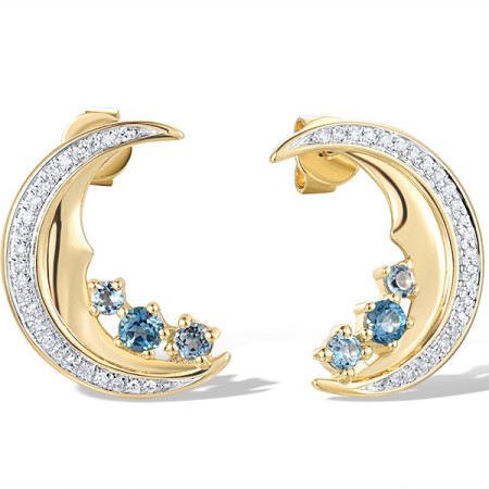 14KYW Earrings Blue Topaz (Swiss Blue),Diamond,London Blue Topaz (E317466BLL114KYW)