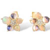 14KY Earrings Blue Moonstone,Diamond,Opal (E317470BMO14KY)