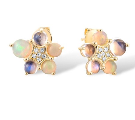 14KY Earrings Blue Moonstone,Diamond,Opal (E317470BMO14KY)