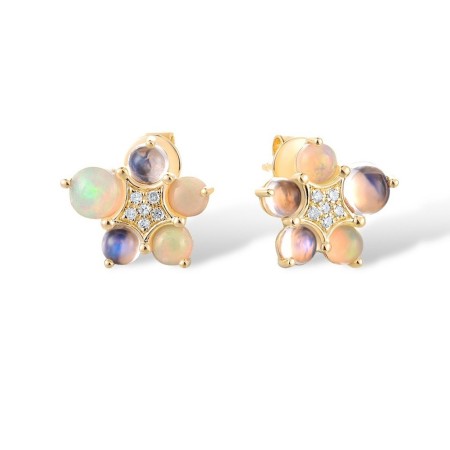 14KY Earrings Blue Moonstone,Diamond,Opal (E317470BMO14KY)