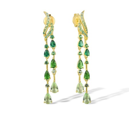 Sterling Silver w/ Yellow Plating Earrings Green Glass,Green Spinel (E317479GGGSY925)