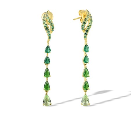 Sterling Silver w/ Yellow Plating Earrings Green Glass,Green Spinel (E317481GGGSY925)