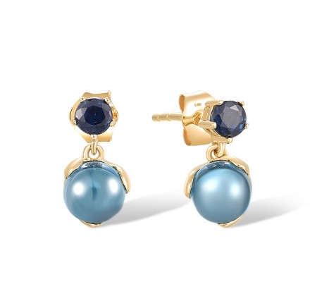 14KY Earrings Blue Sapphire,London Blue Topaz (E317514LBS14KY)
