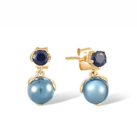 14KY Earrings Blue Sapphire,London Blue Topaz (E317514LBS14KY)