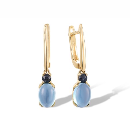 14KY Earrings Blue Sapphire,Blue Topaz (Swiss Blue) (E317519BTS14KY)
