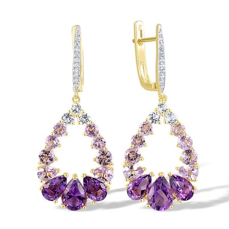 14KYW Earrings Amethyst,Diamond,White Topaz (E317535AWTZ14KYW)