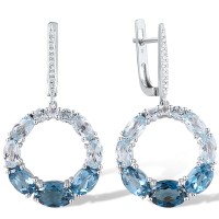 14KW Earrings Diamond,London Blue Topaz,Blue Topaz (Sky Blue),Blue Topaz (Swiss Blue) (E317536BKLT14KW)