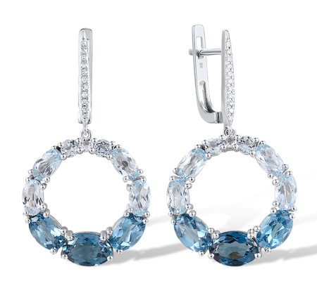 14KW Earrings Diamond,London Blue Topaz,Blue Topaz (Sky Blue),Blue Topaz (Swiss Blue) (E317536BKLT14KW)