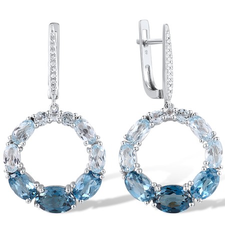 14KW Earrings Diamond,London Blue Topaz,Blue Topaz (Sky Blue),Blue Topaz (Swiss Blue) (E317536BKLT14KW)