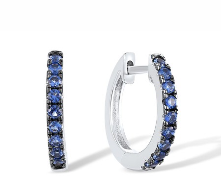 Sterling Silver w/ Black White Plating Earrings Blue Nano Cubic Zirconia (E317538BNZSK925)