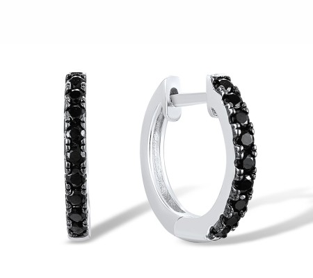 Sterling Silver w/ Black White Plating Earrings Synthetic Black Spinel (E317538BSNSK925)