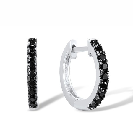 Sterling Silver w/ Black White Plating Earrings Synthetic Black Spinel (E317538BSNSK925)