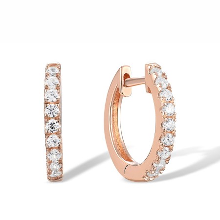 Sterling Silver w/ Rose Plating Earrings White Cubic Zirconia (E317538WCZSR925)