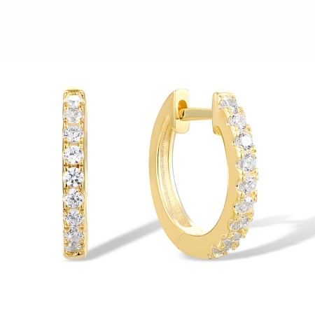 Sterling Silver w/ Yellow Plating Earrings White Cubic Zirconia (E317538WCZSY925)