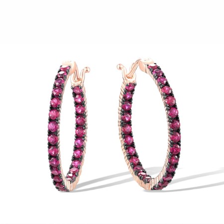 Sterling Silver w/ Rose Black Plating Earrings Created Ruby (E317539CRUSD925)