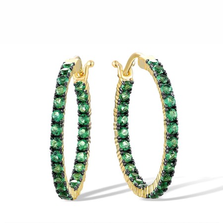 Sterling Silver w/ Yellow Black Plating Earrings Green Spinel (E317539GSNSC925)