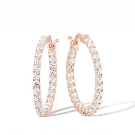 Sterling Silver w/ Rose Plating Earrings White Cubic Zirconia (E317539WCZSR925)