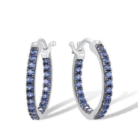 Sterling Silver w/ Black White Plating Earrings Blue Nano Cubic Zirconia (E317540BNZSK925)