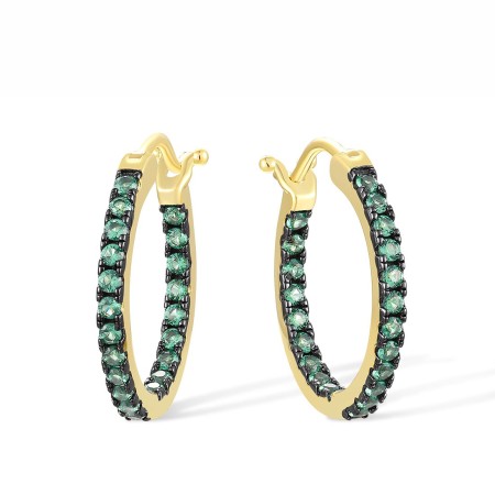 Sterling Silver w/ Yellow Black Plating Earrings Green Spinel (E317540GSNSC925)