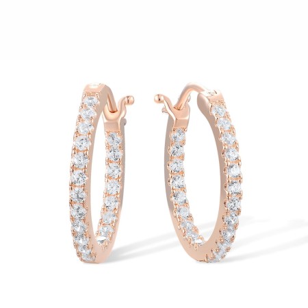 Sterling Silver w/ Rose Plating Earrings White Cubic Zirconia (E317540WCZSR925)