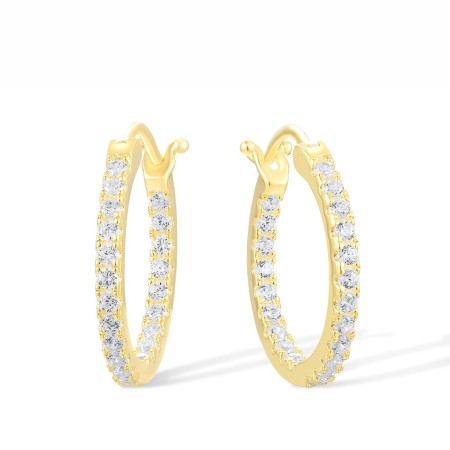 Sterling Silver w/ Yellow Plating Earrings White Cubic Zirconia (E317540WCZSY925)