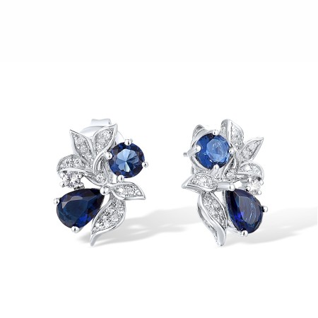 14KW Earrings Blue Sapphire,Diamond,White Sapphire (E317555SWS14KW)