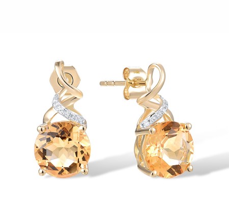 14KYW Earrings Citrine,Diamond (E317582CIT14KYW)