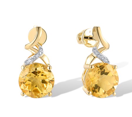 14KYW Earrings Citrine,Diamond (E317582CIT14KYW-SR)