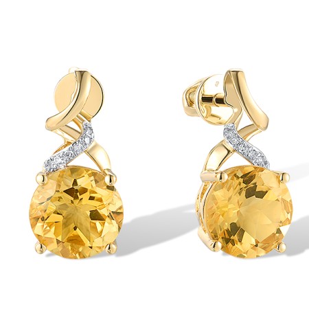 14KYW Earrings Citrine,Diamond (E317582CIT14KYW-SR)