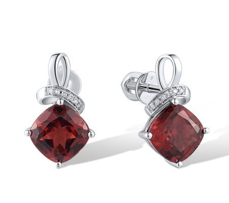 14KW Earrings Diamond,Garnet (E317584GAN14KW-SR)