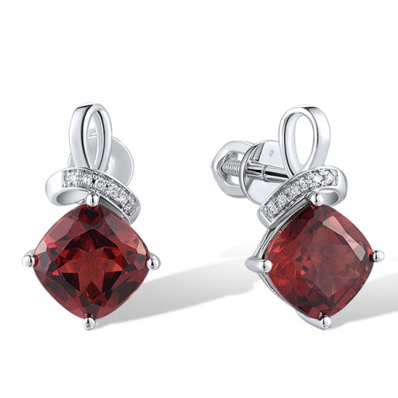 14KW Earrings Diamond,Garnet (E317584GAN14KW-SR)