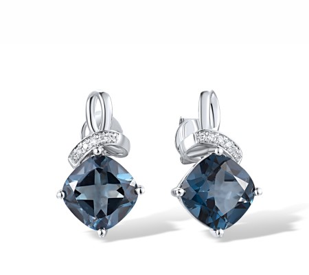 14KW Earrings Diamond,London Blue Topaz (E317584LDB14KW)