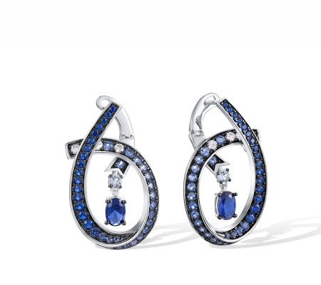 Sterling Silver w/ Black White Plating Earrings Blue Nano Cubic Zirconia,Blue Spinel,Sky Blue Cubic Zirconia,White Cubic Zirconia (E317694MULSK925)