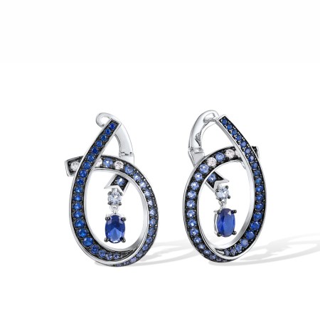 Sterling Silver w/ Black White Plating Earrings Blue Nano Cubic Zirconia,Blue Spinel,Sky Blue Cubic Zirconia,White Cubic Zirconia (E317694MULSK925)