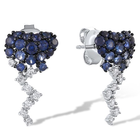 Sterling Silver Earrings Created Sapphire,White Cubic Zirconia (E317704CRSZSL925)