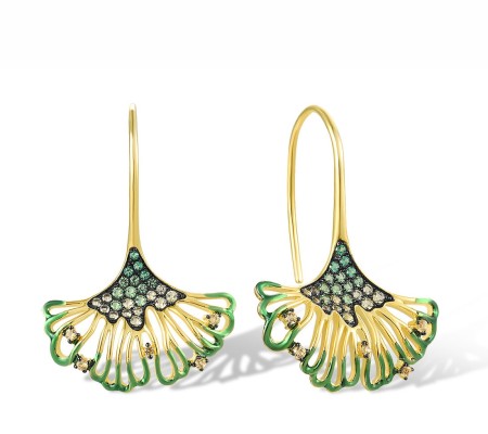 Sterling Silver w/ Yellow Black Plating Earrings Enamel,Green Nano Cubic Zirconia (Per,Green Spinel,Yellow Nano Cubic Zirconia (Ci (E317713ENASC925)